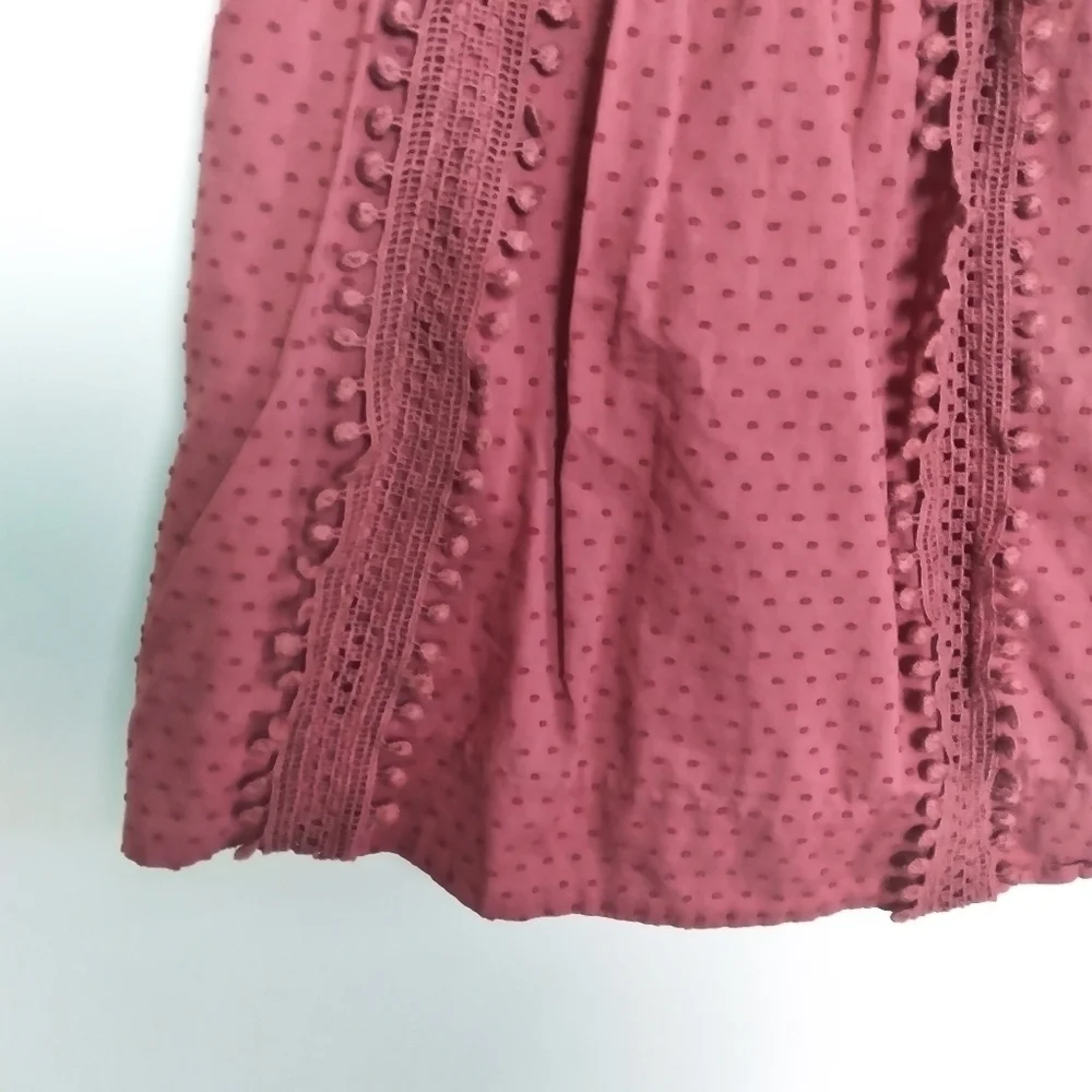 J. Crew Rusty Red Swiss Dot Pom Pom A Line Skirt Size 6